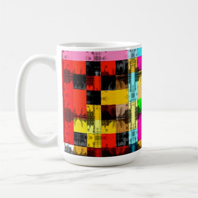 Kvadratkonst av geometrisk färgstark abstrakt kaffemugg (Vänster)