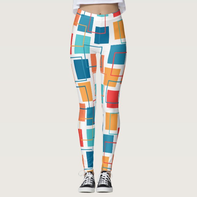 Kvadratlinjer och konturer leggings (Framsida)