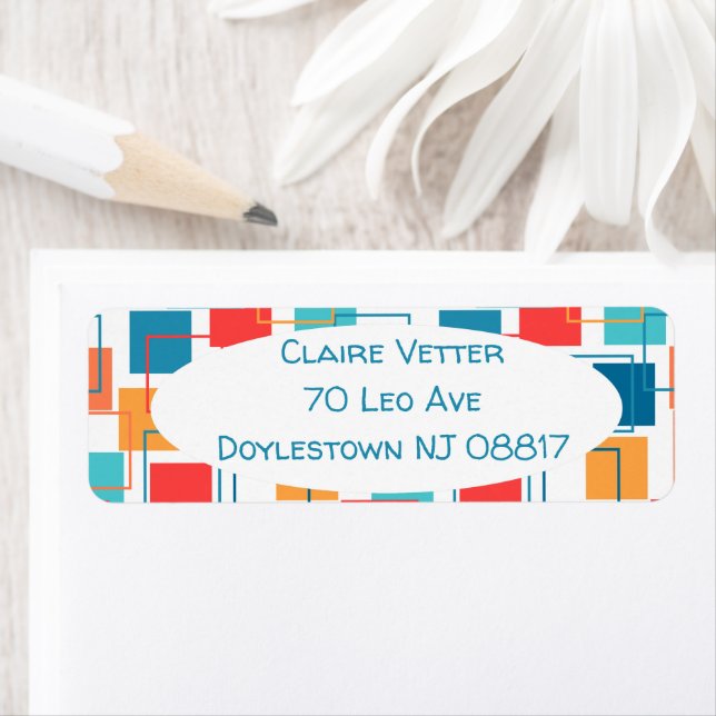Kvadratlinjer och konturer returadress etikett (Insitu)