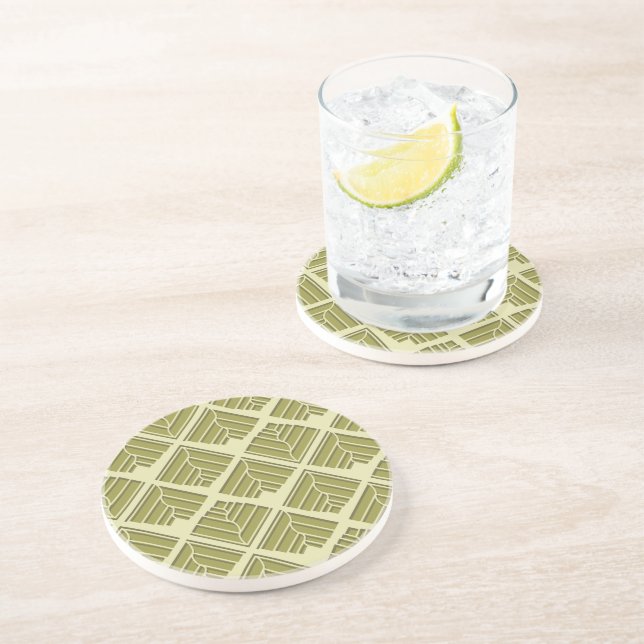 Kvadratljus Löv Mönster Guld Lime Light Underlägg (Sidan)