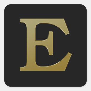 Kvadratmärket brev E Guld Fyrkantigt Klistermärke