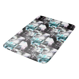 Kvadratmosaik av struktur i silver till cyan badrumsmatta