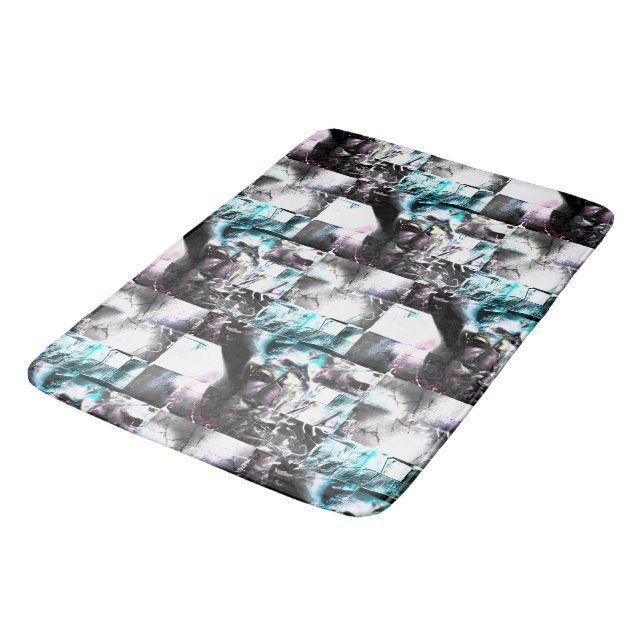 Kvadratmosaik av struktur i silver till cyan badrumsmatta (Vinklad)