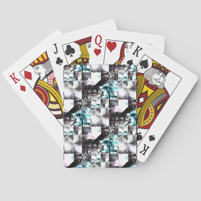 Kvadratmosaik av struktur i silver till cyan casinokort (Baksidan)