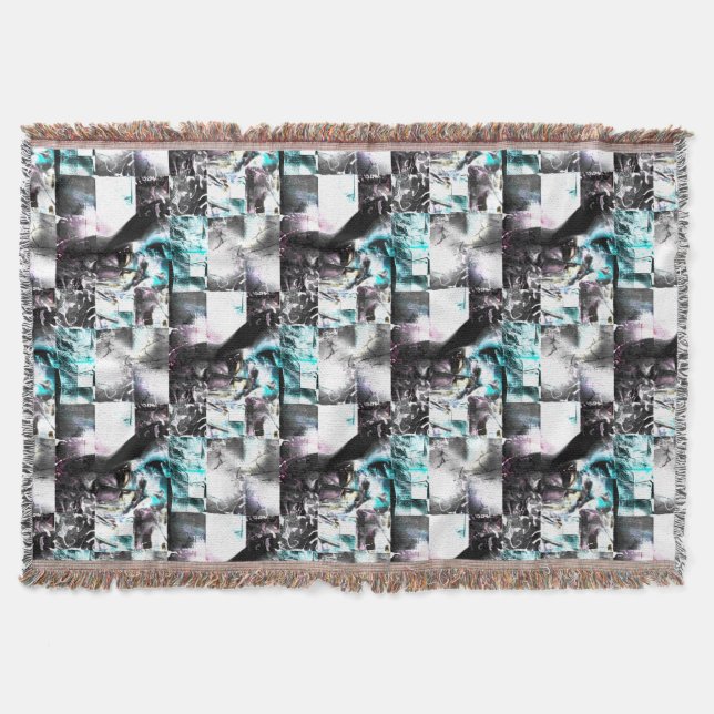 Kvadratmosaik av struktur i silver till cyan filt (Framsidan)