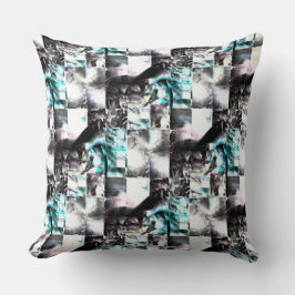 Kvadratmosaik av struktur i silver till cyan kudde