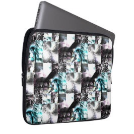 Kvadratmosaik av struktur i silver till cyan laptop fodral