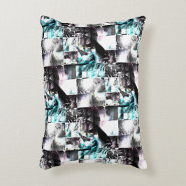 Kvadratmosaik av struktur i silver till cyan prydnadskudde