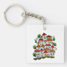 Kvadratnyckelkedja (Doodle - Handdragen)