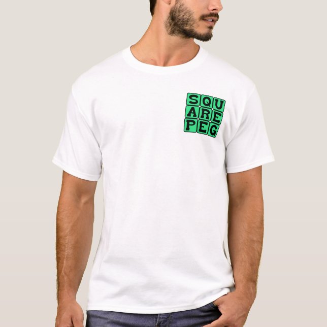 KvadratPeg i en rund Hål T-shirt (Framsida)