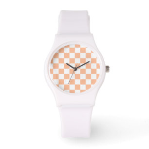 Kvadratpersikor och vit geometrisk retro armbandsur