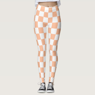 Kvadratpersikor och vit geometrisk retro leggings