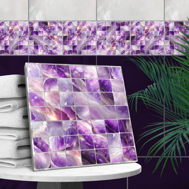 Kvadratplattor Mosaic Amethyst och pärlor Kakelplatta (Skapare uppladdad)