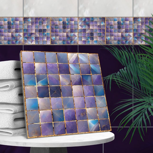 Kvadratplattor Mosaic Fluorite och guld Kakelplatta (Skapare uppladdad)