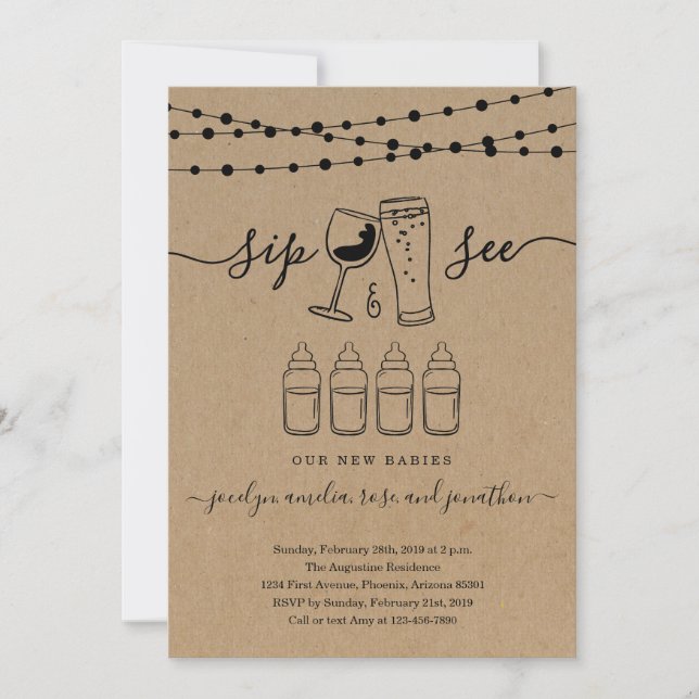 Kvadratropletter, sip och se Vin & öl-popup Inbjudningar (Framsida)