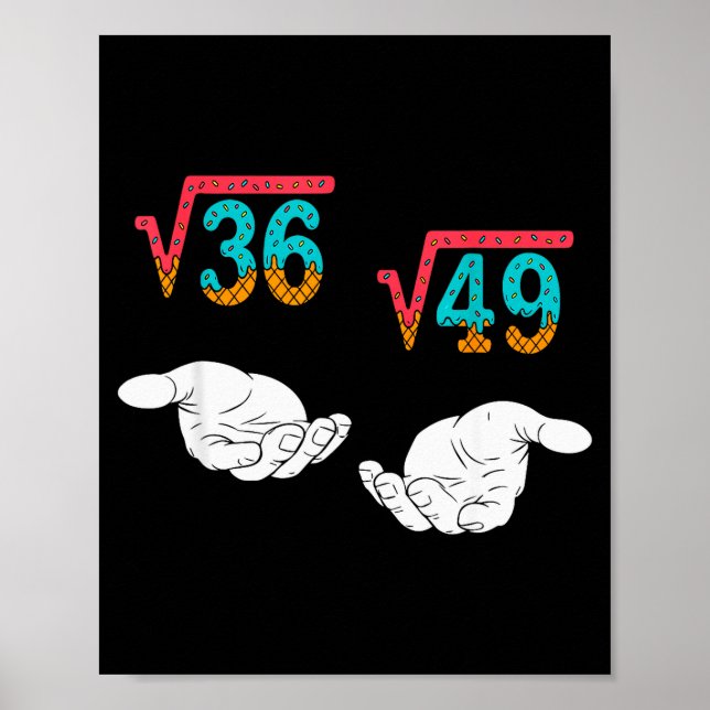 Kvadratrot 36 49 Meme 67 Glassdråpe Matematik Lära Poster (Framsidan)