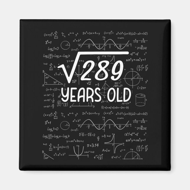 Kvadratroten Ur 289 17-årsdag 17-åriga presenter Magnet (Framsidan)