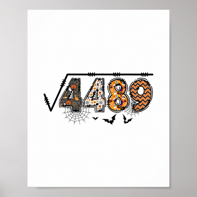 Kvadratroten Ur 4489 Rolig Halloween 67 Meme Matem Poster (Framsidan)