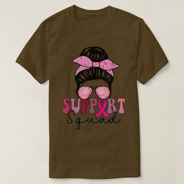 Kvadratstöd Breast Cancer Awareness Squad Messy T Shirt (Design framsida)
