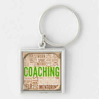 Kvadrera coachningen Keychain #4 Fyrkantig Silverfärgad Nyckelring