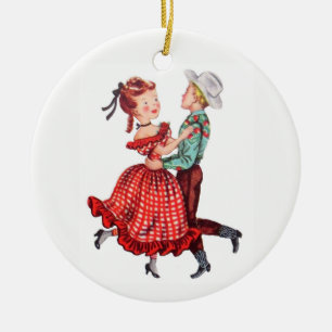 Kvadrera dansen julgransprydnad keramik