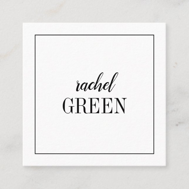 Kvadrera det minimalist kortet fyrkantigt visitkort (Framsida)