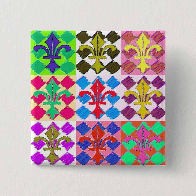 Kvadrera Fluer de Lys Knapp (Framsida)