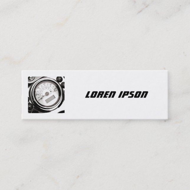 Kvadrera fotoet - motorcykelSpeedometer Mini Visitkort (Framsida)