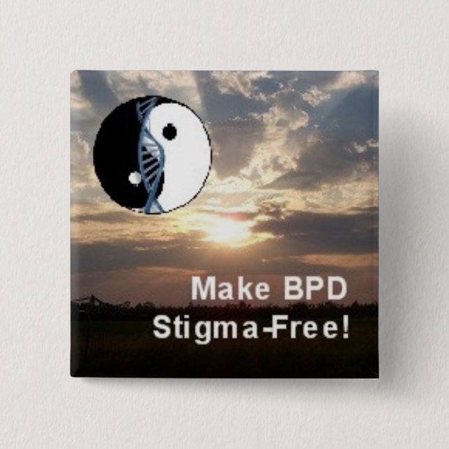 Kvadrera "gör BPD Stigma-Fri!", Landskap klämmer Knapp (Framsida)