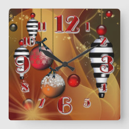 Kvadrera jul som baublen tar tid på fyrkantig klocka