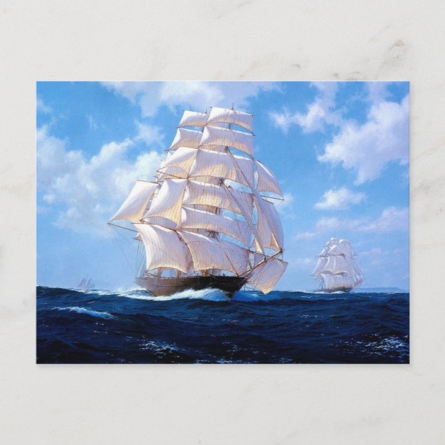 Kvadrera leverantörer under fullt seglar vykort (Framsida)