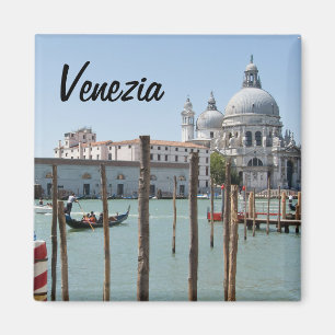 Kvadrera magneten av Venedig med text Magnet
