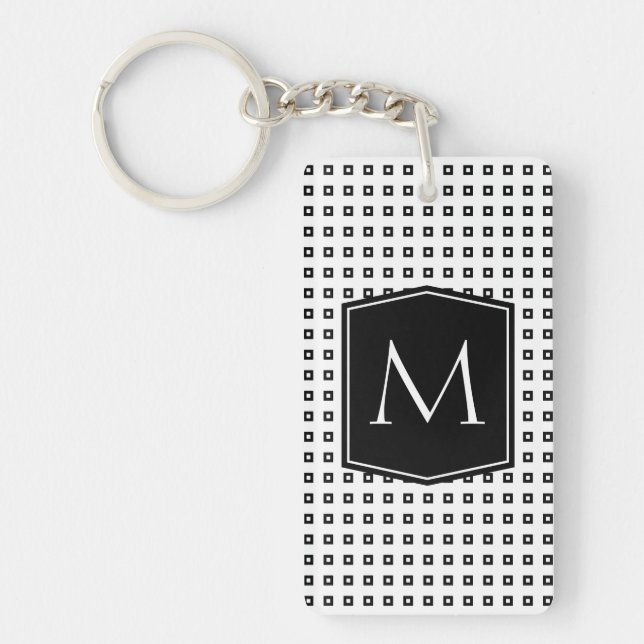 Kvadrera mönsterMonogramanpassadet Nyckelring (Framsidan)