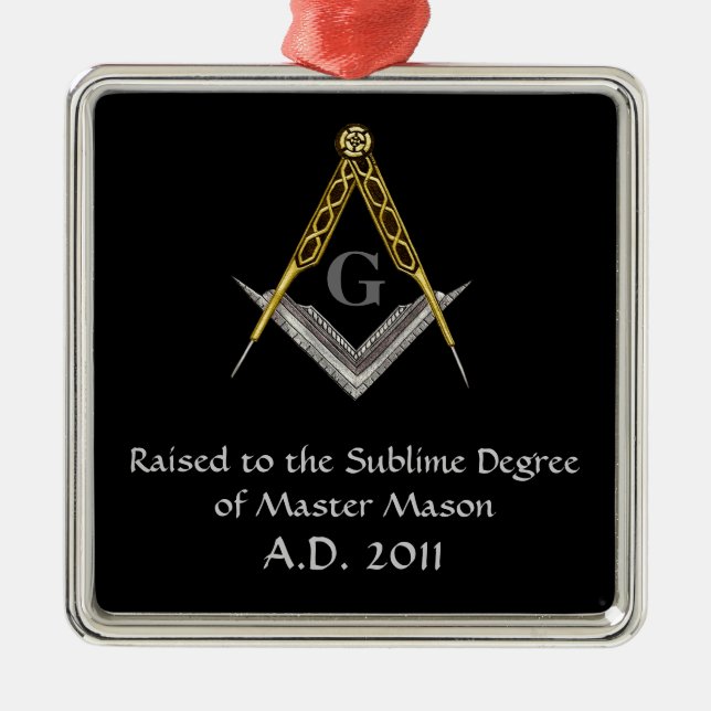 Kvadrera och omringa med allt seende öga julgransprydnad metall (Framsidan)