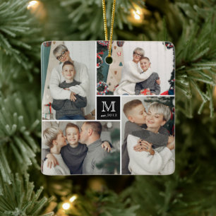 Kvadrera prydnaden för jul för MonogramfotoColla Julgransprydnad Keramik