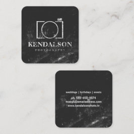 Kvadrera svart tavlafotografi fyrkantigt visitkort