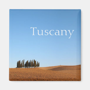 Kvadrera Tuscany landskap med cypresstextmagneten Magnet