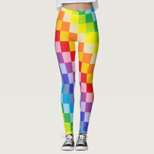 Kvadrerad mer bred Spectrumregnbåge Leggings