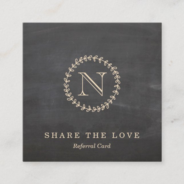 Kvadrerar den eleganta monogramen för den svart fyrkantigt visitkort (Framsida)