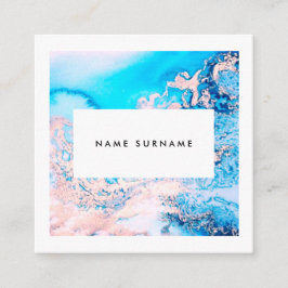 Kvadrerar den rosa vattenfärgen för konstnärmarmor fyrkantigt visitkort