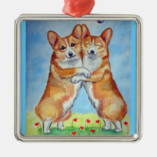 Kvadrerar den walesiska Corgiprydnaden för Julgransprydnad Metall