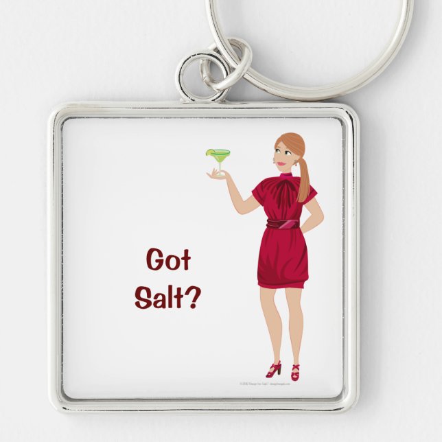 Kvadrerar högvärdiga stora för DHG Keychain Fyrkantig Silverfärgad Nyckelring (Framsidan)