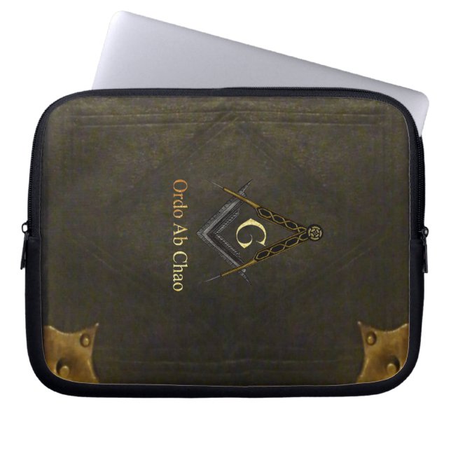 Kvadrerar omringar den destinerade boken för läder laptop sleeve (Framsidan)