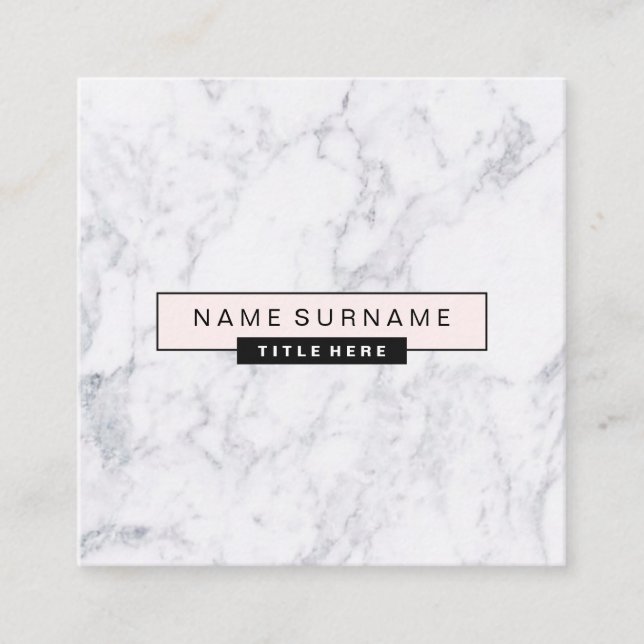 Kvadrerar pastellfärgade rosor för idérik marmor fyrkantigt visitkort (Framsida)