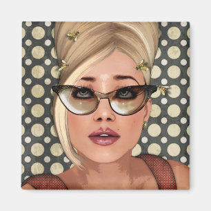 Kvadrerar Retro chic för den Belinda bikupan Magnet