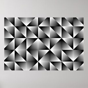Kvadrerar Retro chic geometriskt för svart grå vit Poster