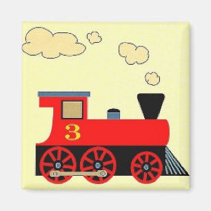 "KVADRERAR röd tågnr. 3" kylmagneten Magnet