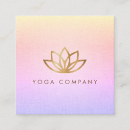 Kvadrerar rosa lilor för guld- lotusblommaYoga Fyrkantigt Visitkort