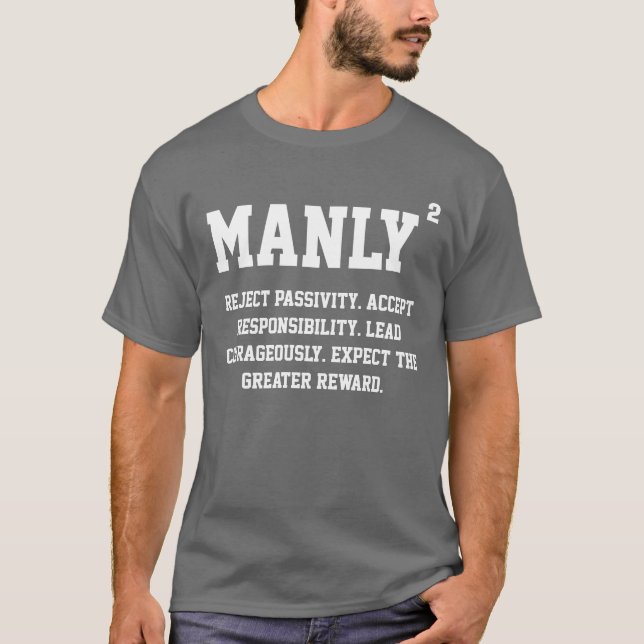 KVADRERAT MANLY - UTSKOTTSVARAPASSIVITET T SHIRT (Framsida)