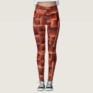 Kvadroner med mörk och ljusröd vägg struktur leggings